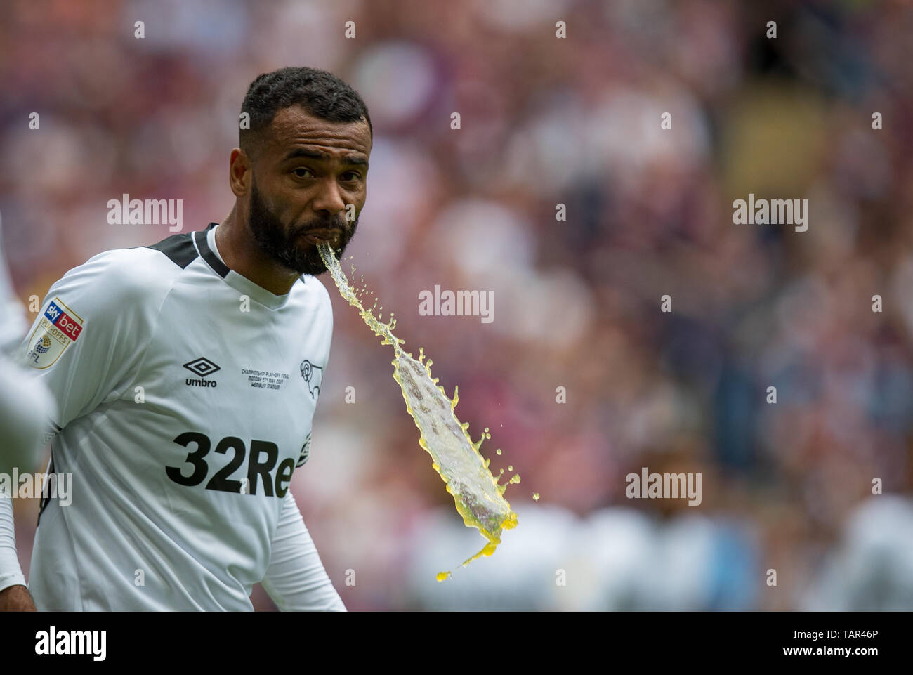 Londra, Regno Unito. 27 Maggio, 2019. Ashley Cole del Derby County durante il cielo Bet Play-Off campionato partita finale tra Aston Villa e Derby County allo Stadio di Wembley a Londra, Inghilterra il 27 maggio 2019. Foto di Andy Rowland. Credito: prime immagini multimediali/Alamy Live News Foto Stock