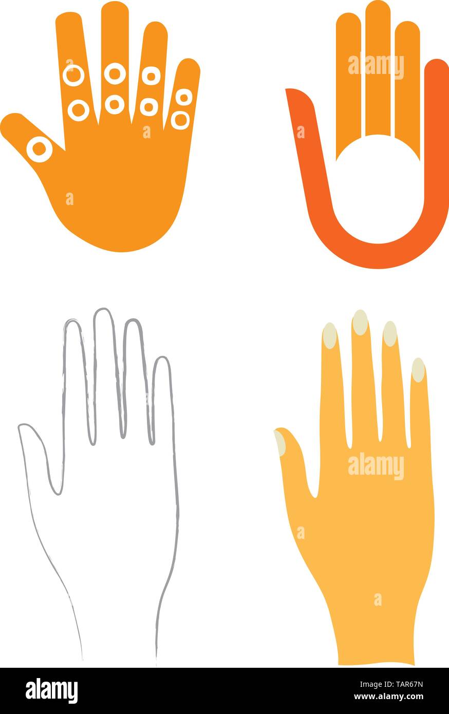 Illustrazione di vettore di quattro mani in stili differenti. Illustrazione Vettoriale