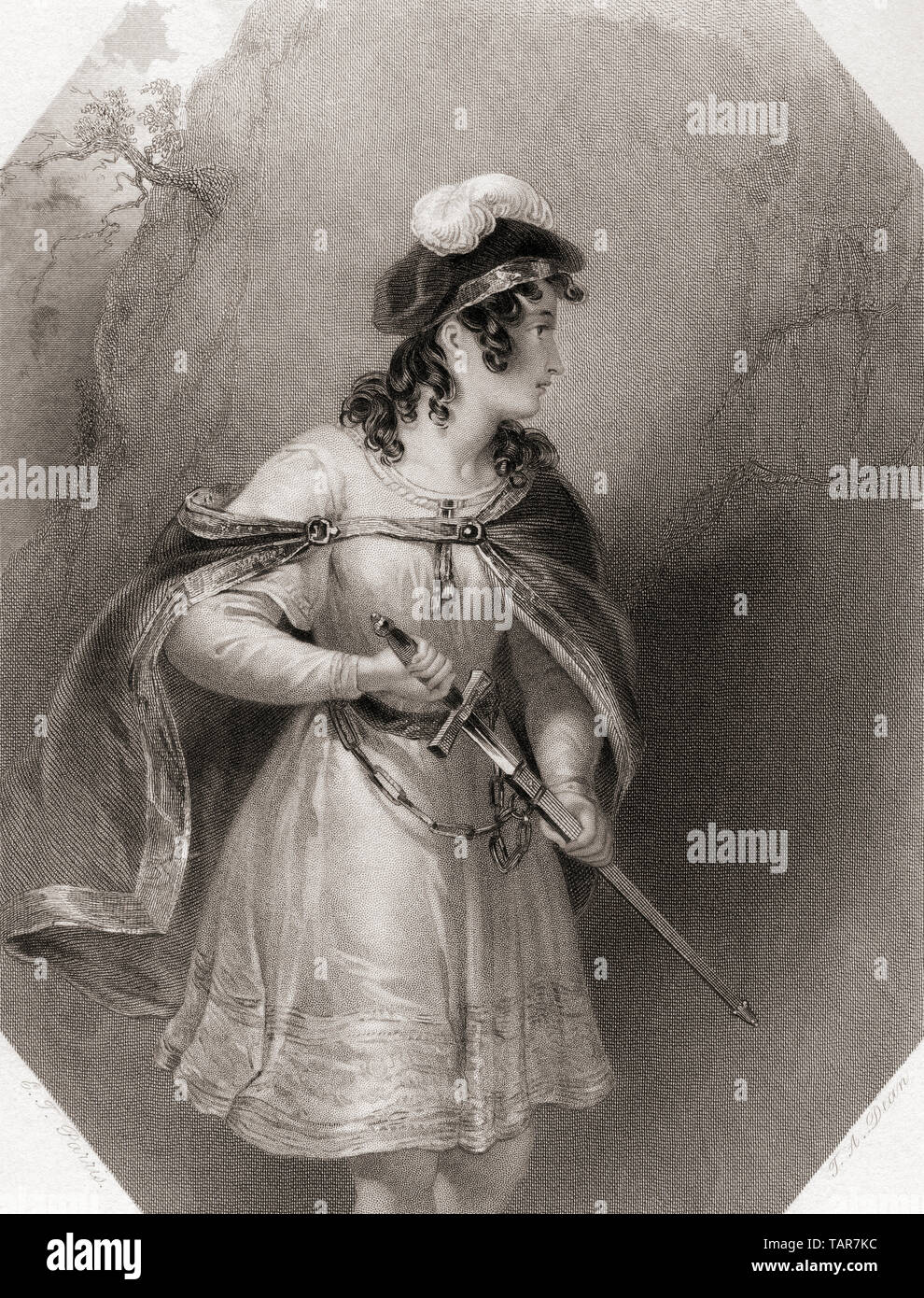 Imogen. Principal personaggio femminile di Shakespeare Cymbeline. Dalla Galleria di Shakespeare, pubblicato c.1840. Foto Stock