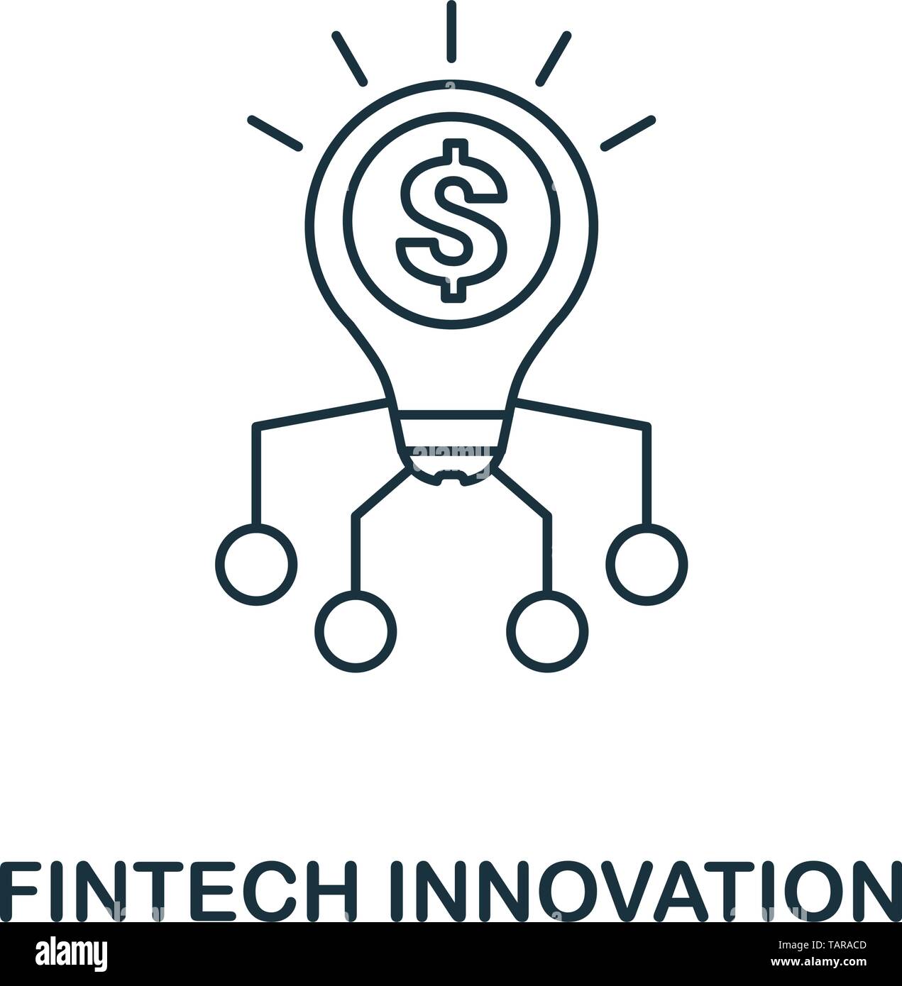 Innovazione Fintech icona di stile di contorno. Linea sottile design di fintech raccolta di icone. Pixel fintech perfetta icona di innovazione per il web design, applicazioni Illustrazione Vettoriale