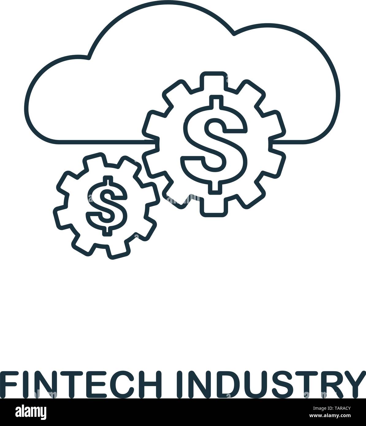 Industria di Fintech icona di stile di contorno. Linea sottile design di fintech raccolta di icone. Pixel fintech perfetta icona del settore per il web design, applicazioni Illustrazione Vettoriale