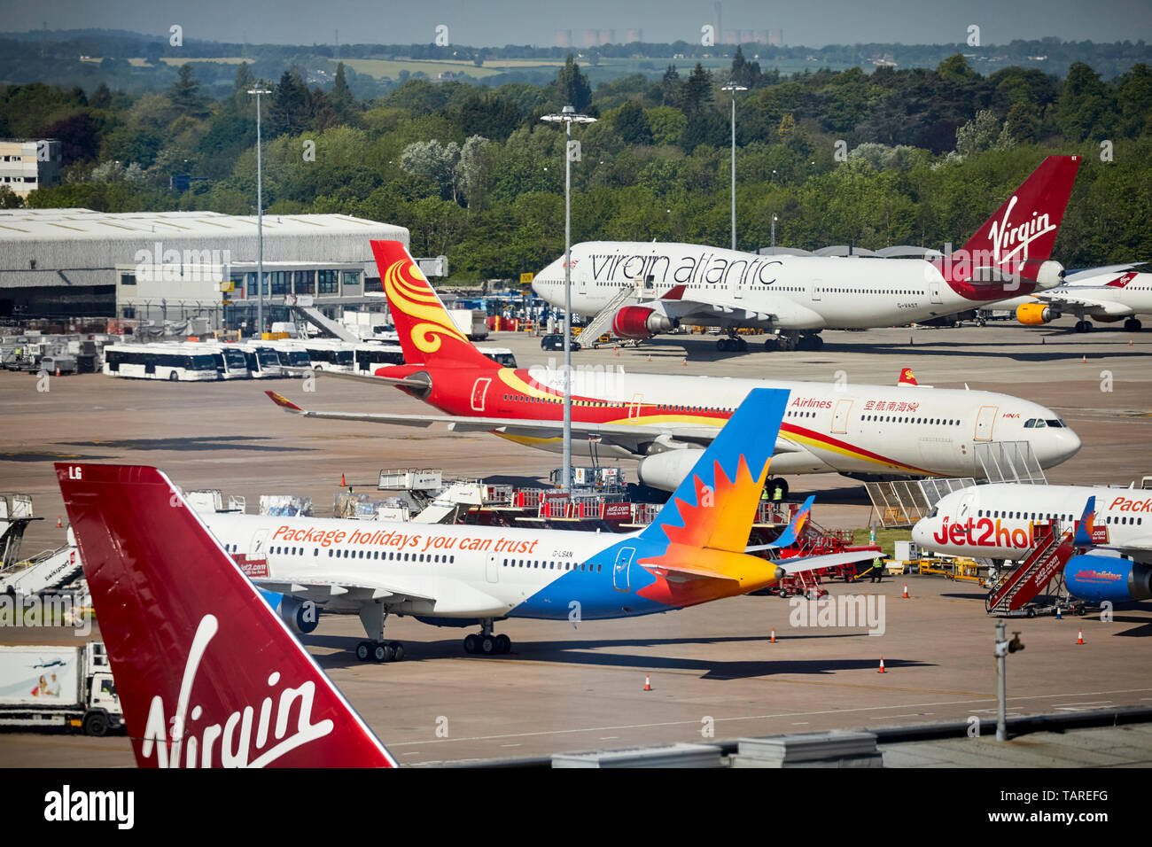 MANCHESTER AIRPORT TERMINAL 2 piazzole remote in aeroporto Foto Stock