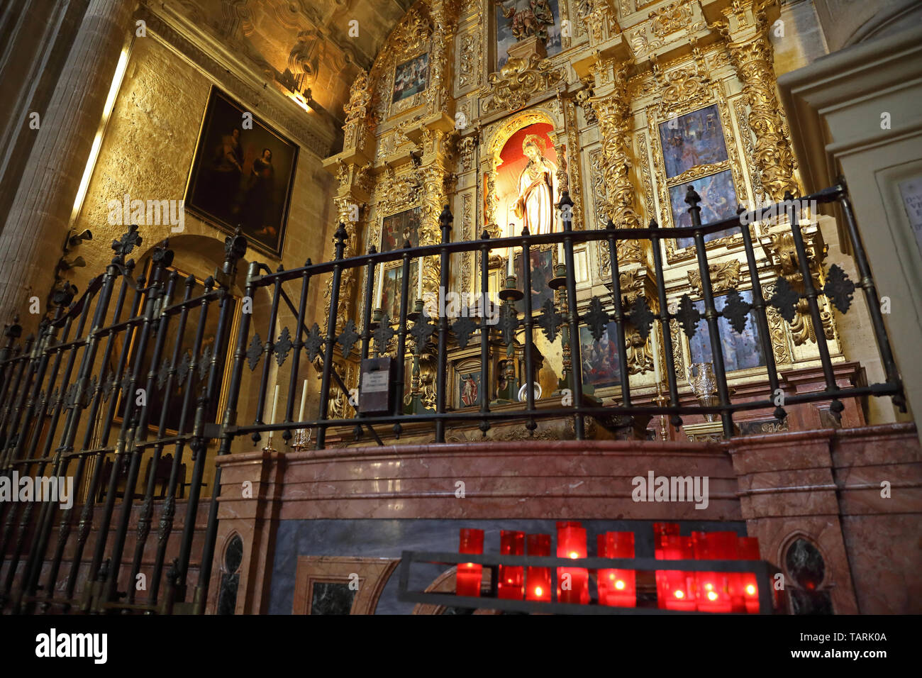 Cappella del Sacro Cuore nella Cattedrale della Santa incarnazione di Malaga, nel centro della città, in Andalusia, Spagna Foto Stock