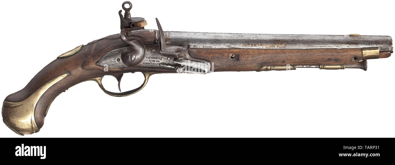 Piccole armi, pistole, flintlock pistola calibro 17,5 mm, Francia, circa 1780, Additional-Rights-Clearance-Info-Not-Available Foto Stock