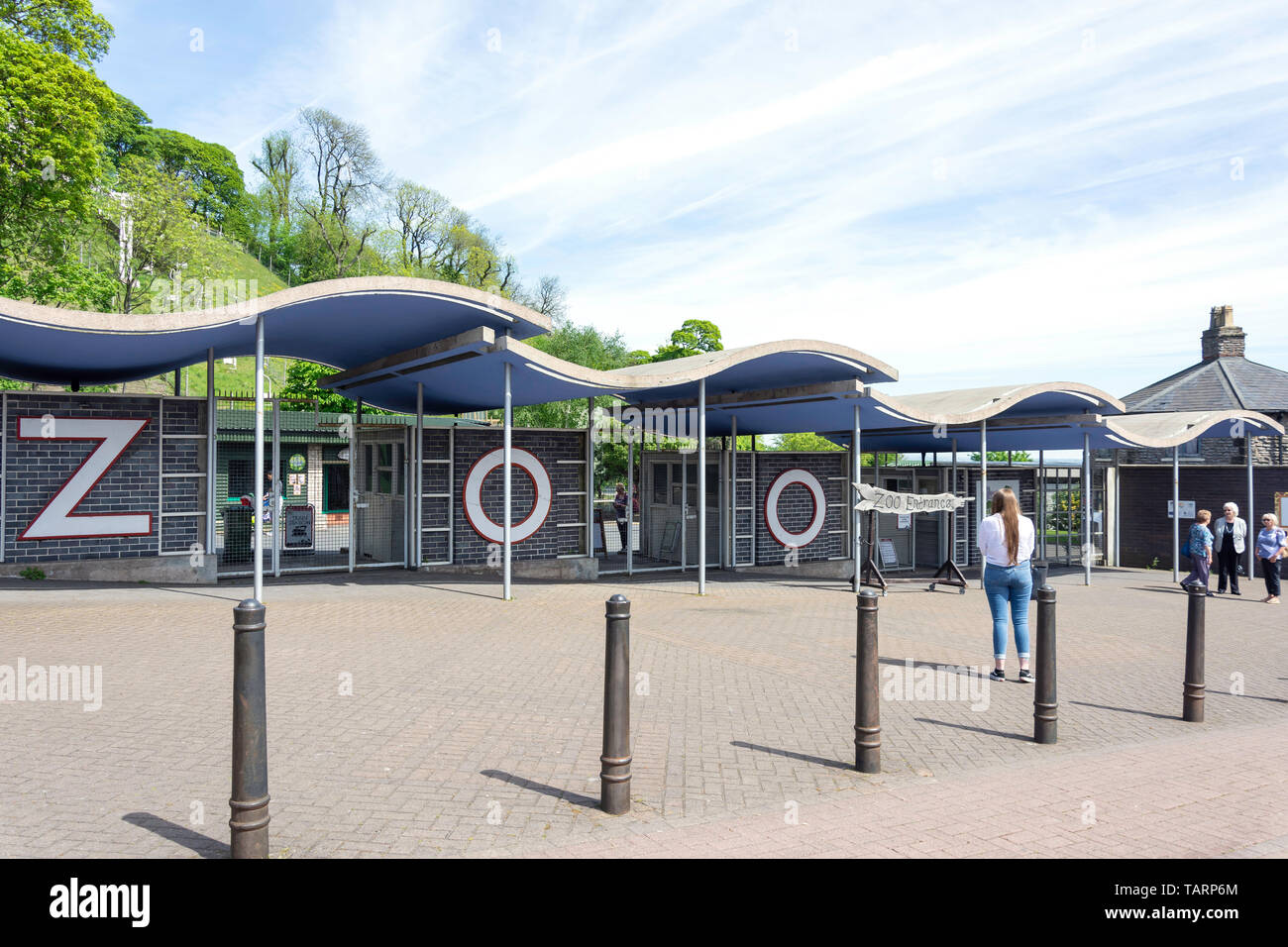Ingresso a Dudley Zoological Gardens, Castle Hill, Dudley, West Midlands, England, Regno Unito Foto Stock
