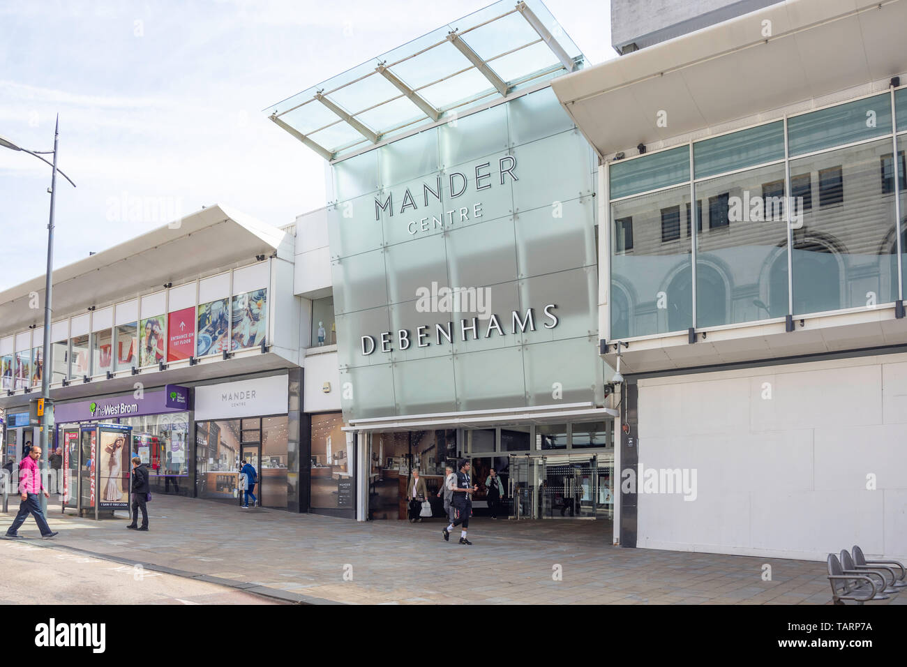 Ingresso al Centro Mander, Victoria Street, Wolverhampton, West Midlands, England, Regno Unito Foto Stock