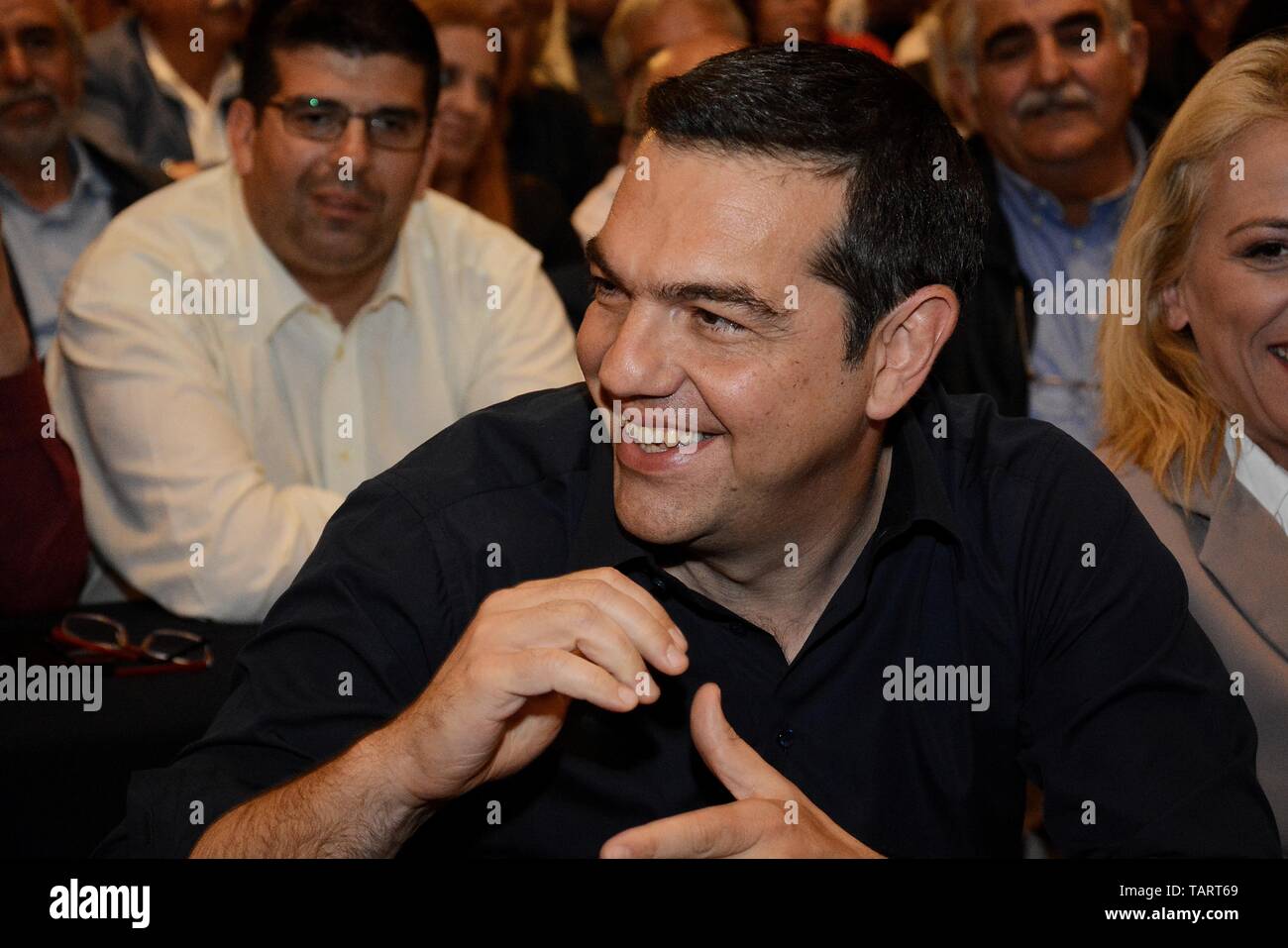 Primo Ministro greco, Alexis Tsipras, visto prima della riunione della SYRIZA Comitato centrale e il comitato elettorale. Foto Stock
