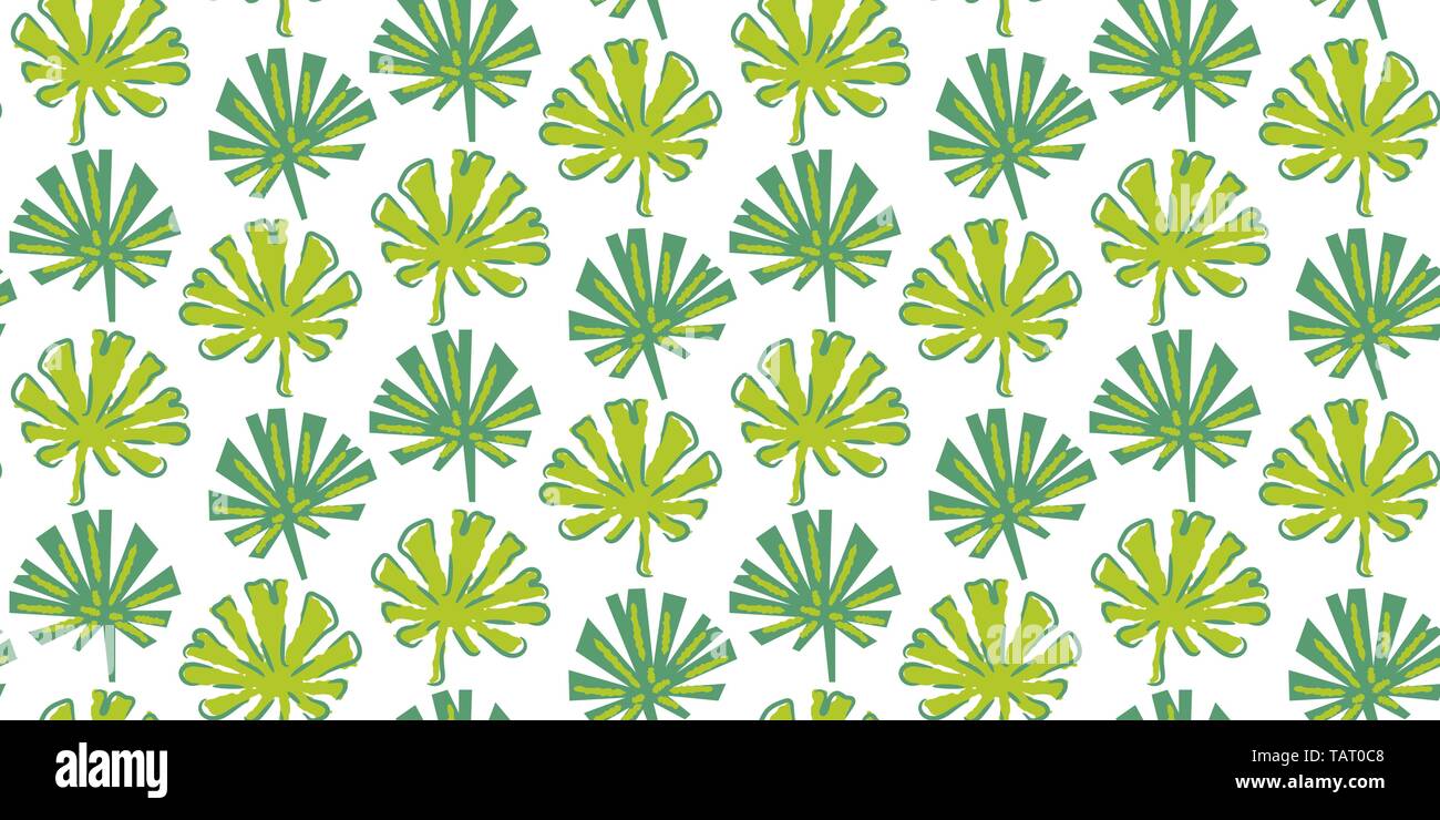 Tropical seamless pattern vettore in colori verde. Illustrazione Vettoriale