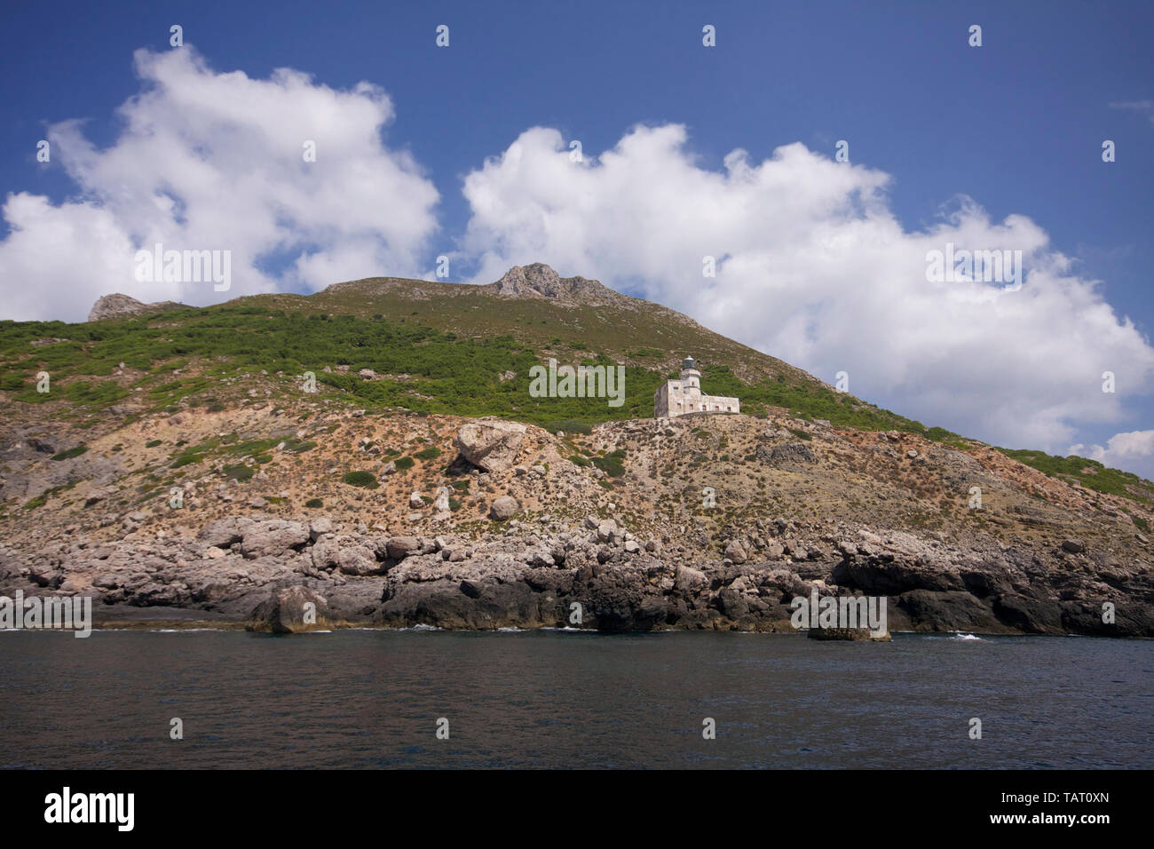 Punta Libeccio, lighhouse dell isola di Marettimo. Egadi, Sicilia, Italia Foto Stock