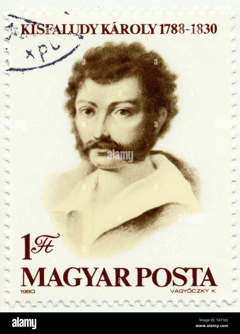 Centro storico di francobolli da Ungheria, Historische Briefmarke, Karoly Kisfaludy, 1980, Ungarn, Europa Foto Stock