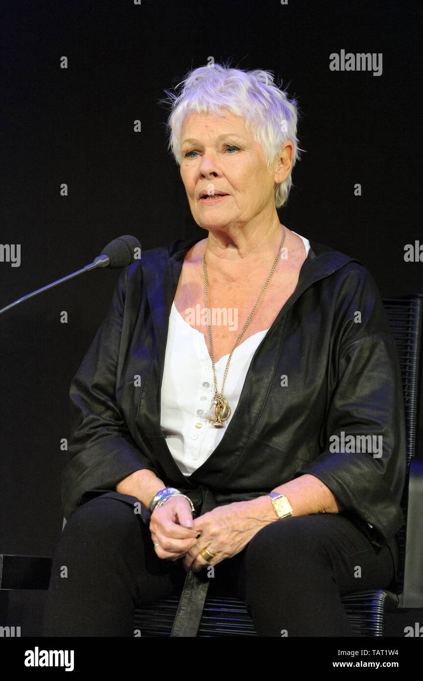 Film inglese, stage e televisione attore e autore Dame Judi Dench a Cheltenham Festival della Letteratura, 12 ottobre 2014. Foto Stock