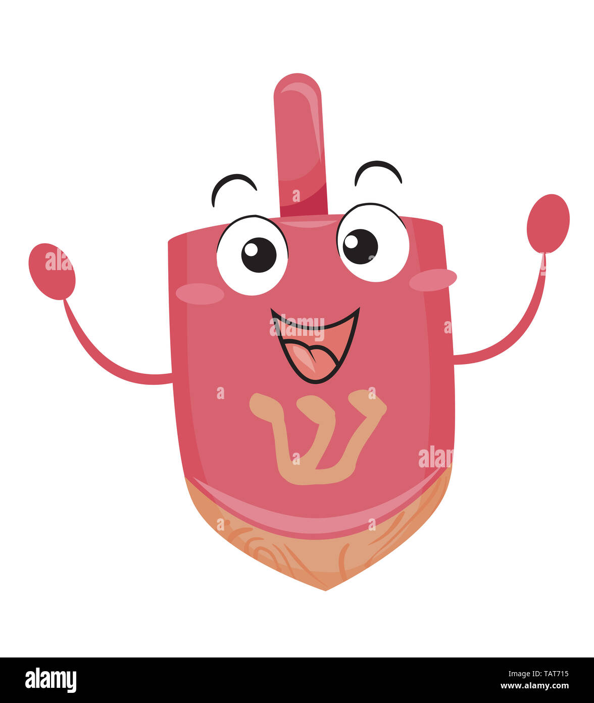 Illustrazione di una mascotte Dreidel sventolare le sue mani Foto Stock