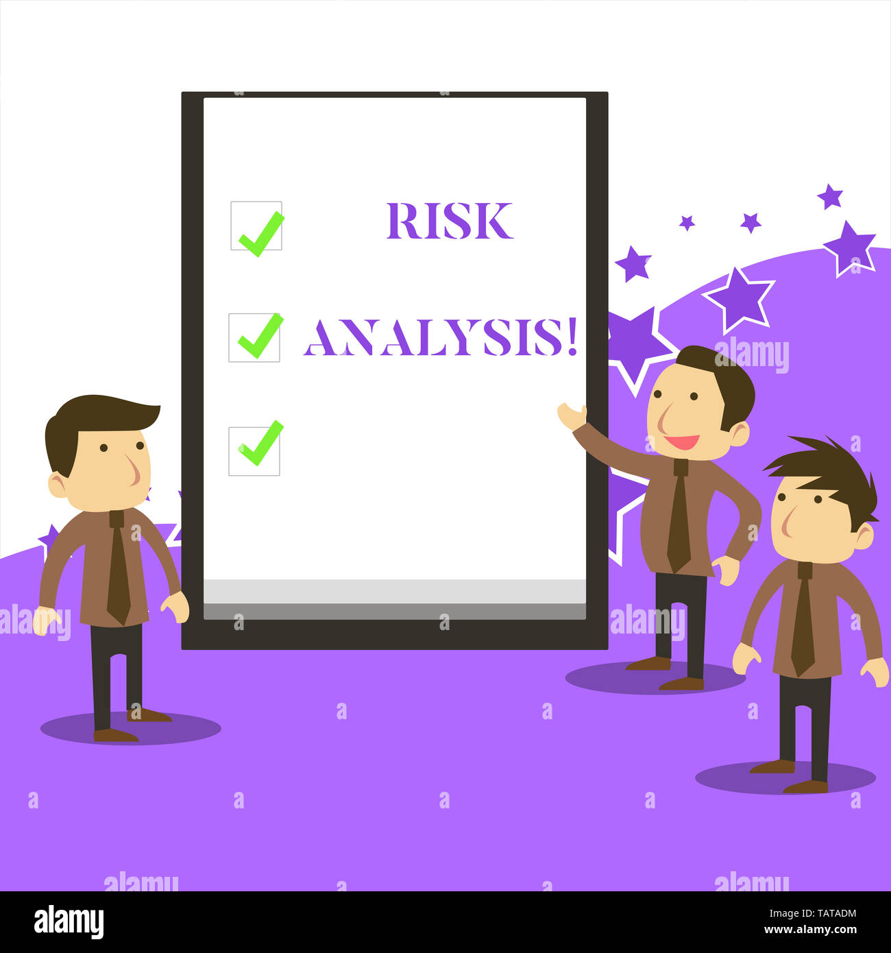 La grafia la scrittura di testo dell'analisi di rischio. Foto concettuale revisione dei rischi associati a un particolare evento Business persone colleghi discutere Mis Foto Stock