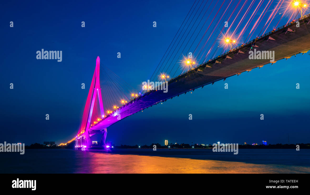 Can Tho ponte sul fiume Mekong Foto Stock