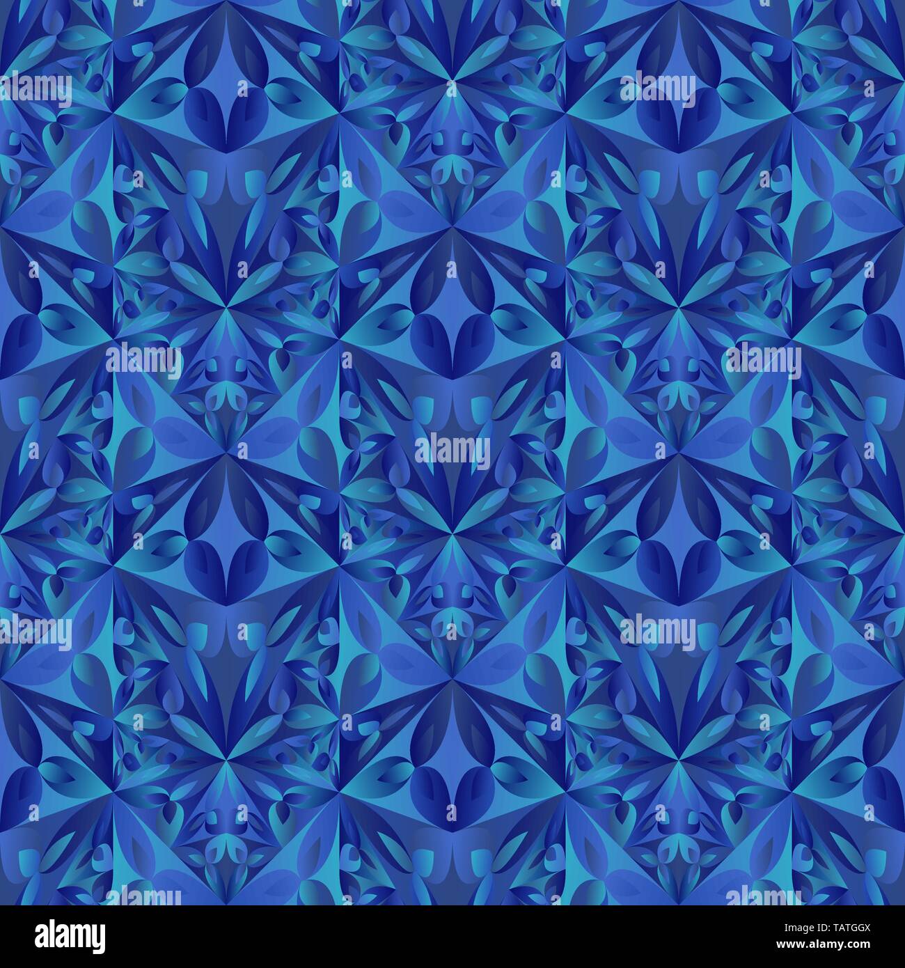 Poligonale senza giunture astratta geometrica blu motivo floreale sullo sfondo Illustrazione Vettoriale