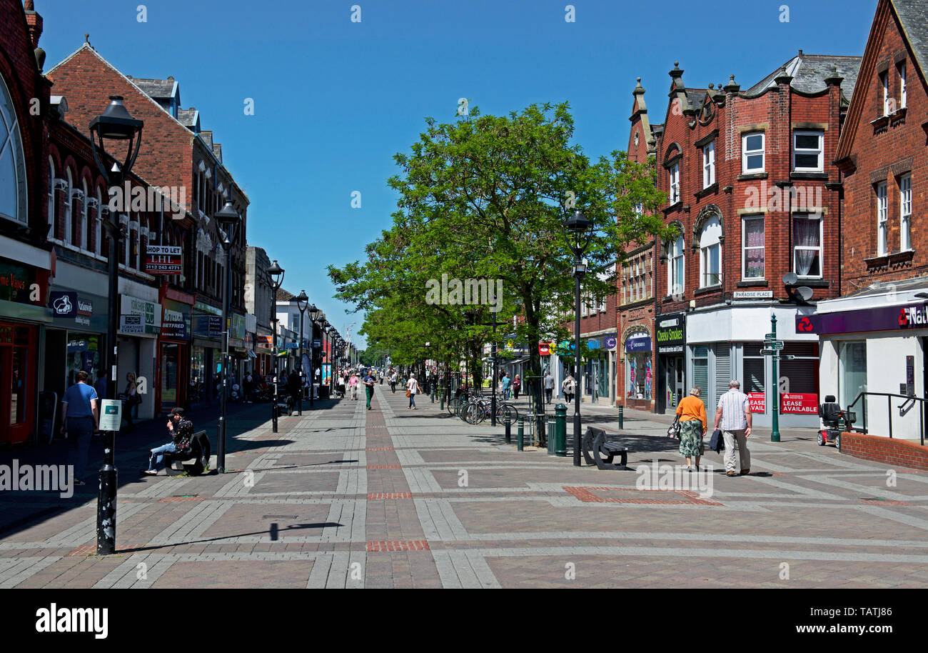 Area pedonale dello shopping, Goole, East Yorkshire, Inghilterra, Regno Unito Foto Stock