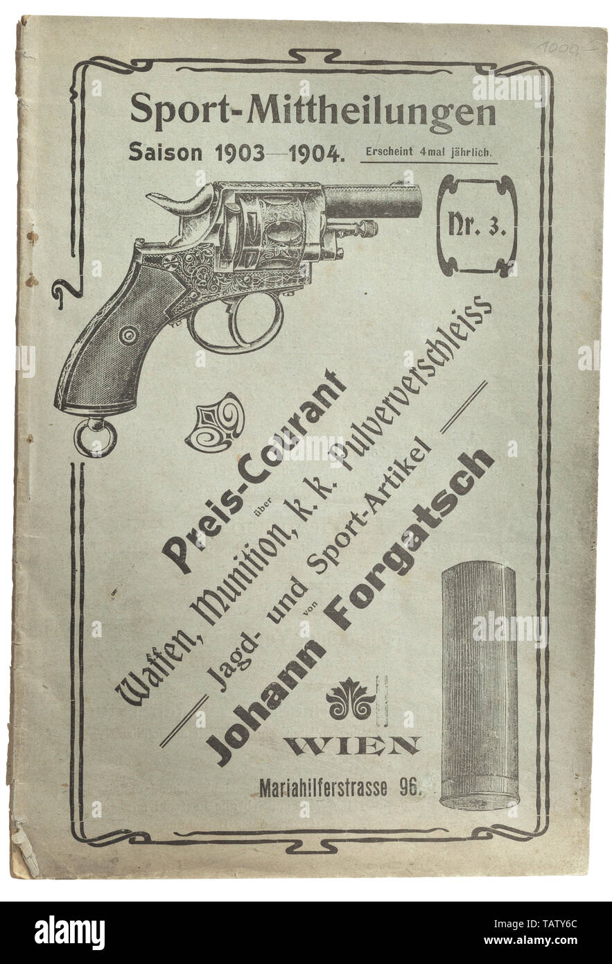 Pistole, letteratura, le armi e le munizioni catalogo J. Forgatsch, Vienna 1903, Additional-Rights-Clearance-Info-Not-Available Foto Stock