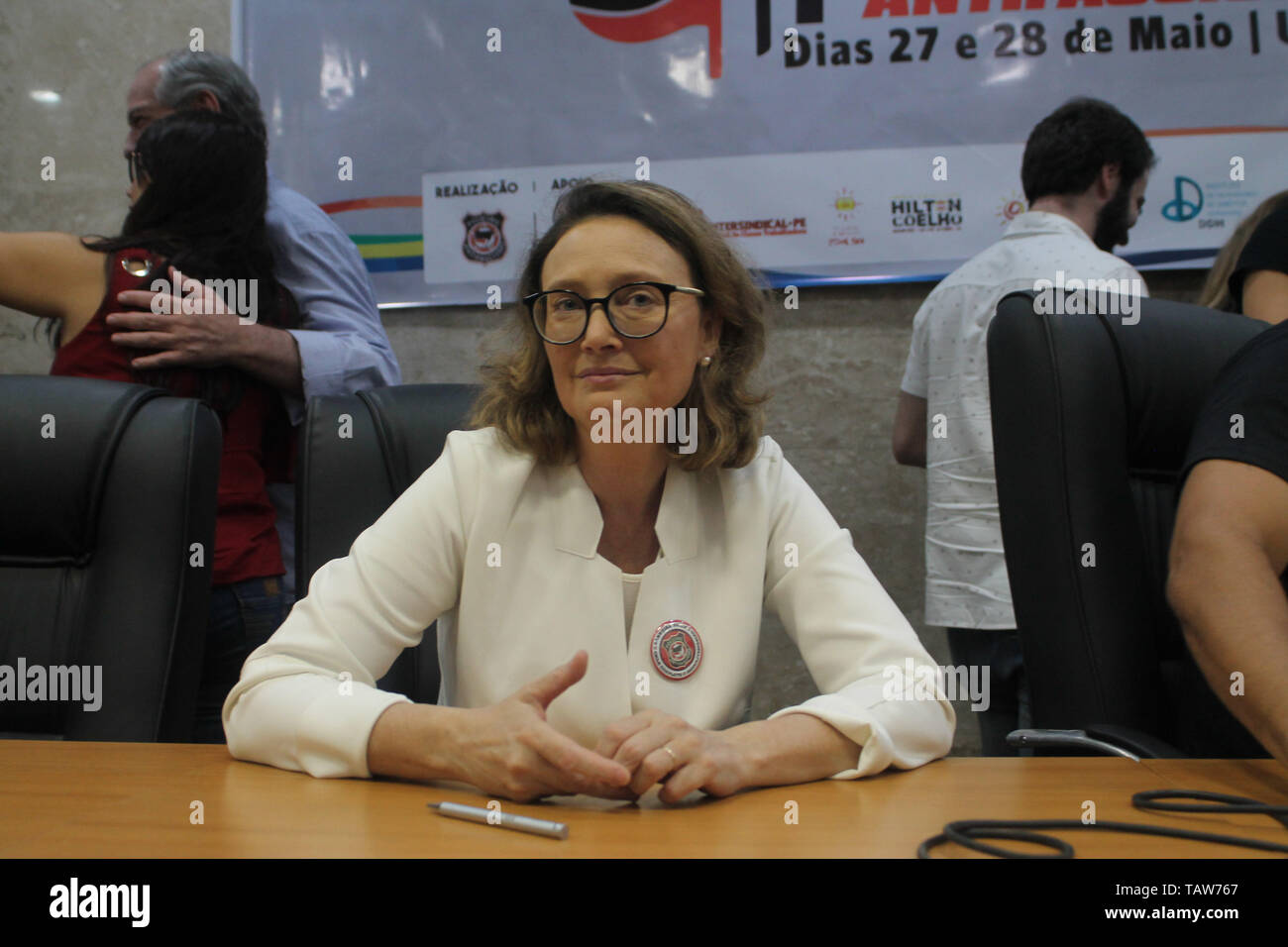 RECIFE, PE - 27.05.2019: CONVEGNO NAZIONALE ANTIFASCISMO POLIZIA - Deputato Federale, Maria do Rosário (PT-RS), ha partecipato al "1° Congresso Nazionale dell'antifascismo polizia" nell auditorium del Centro per il campo delle scienze sociali applicate della Fed università di Pernambuco (UFPE), Cidade Universitária Uni, zona ovest di Recife. Il Congresso ha come tema: "Le sfide politiche per la costruzione di un opinione pubblica democratica securpolicy per il Brasile". Anche participatipating al congresso, il deputato federale, Marcelo Freixo (PSOL-RJ) e l'ex prential candidndidate Ciro Gom Foto Stock