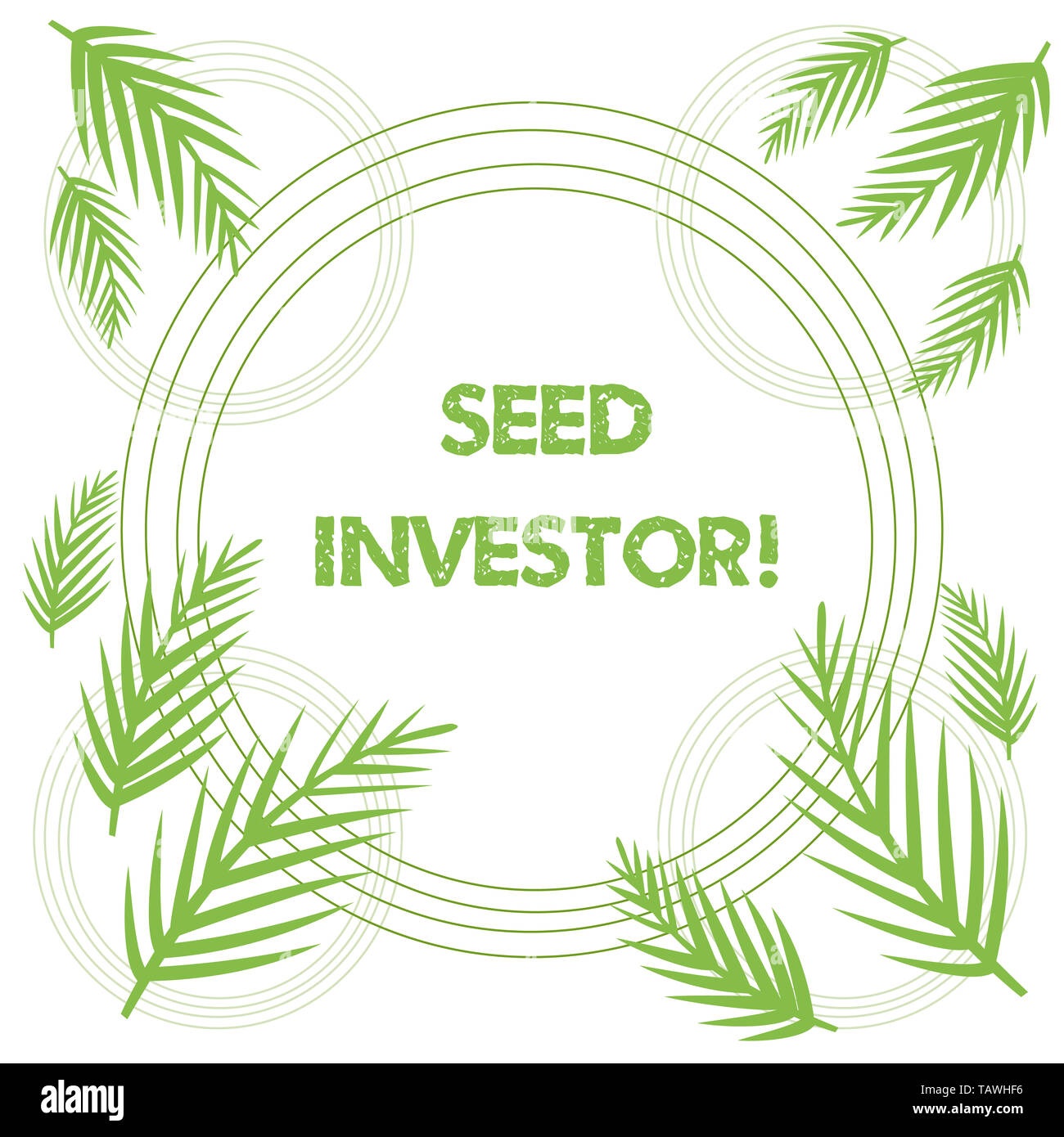 Conceptual la scrittura a mano che mostra seme investitore. Concetto significato fonte di denaro iniziale richiesto per avviare un nuovo business tropicale, lascia la sovrapposizione di Co Foto Stock