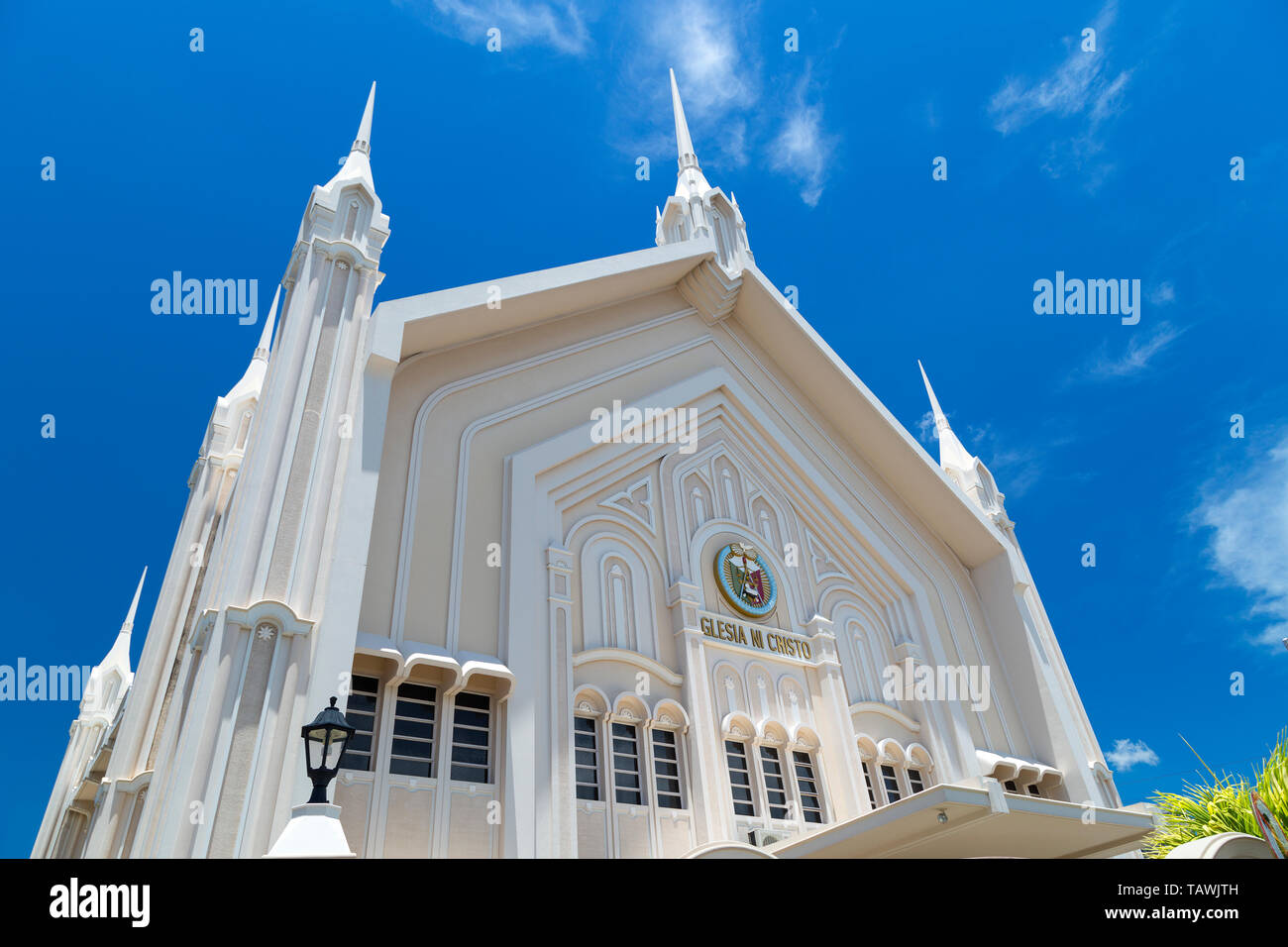 La facciata della chiesa cattolica a Manila nelle Filippine Foto Stock