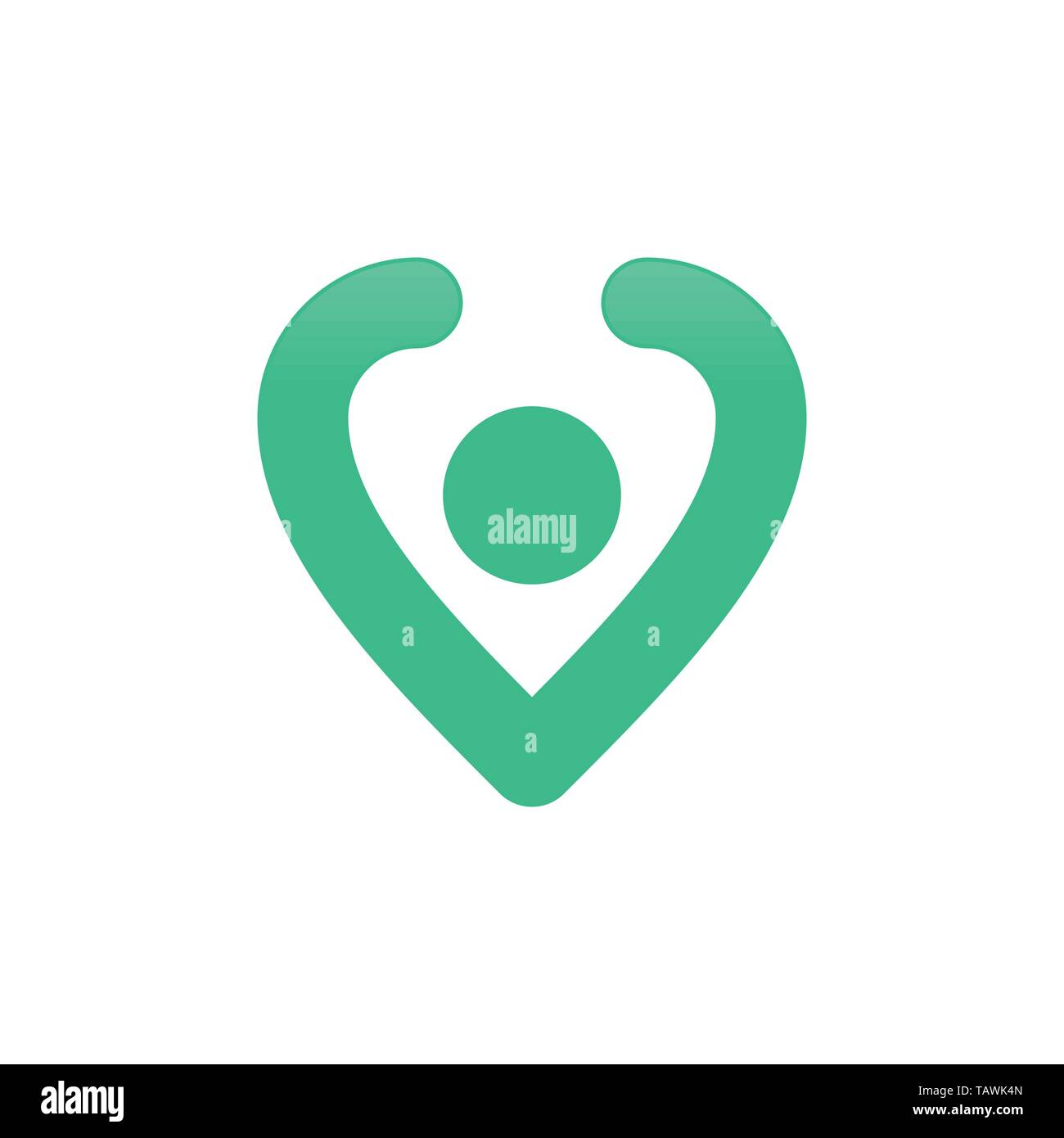 Posizione del pin amore forma simbolo vettore Logo grafico del modello di progettazione Illustrazione Vettoriale