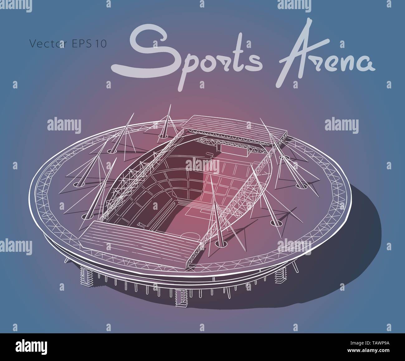 Disegno del nuovo stadio di San Pietroburgo. Illustrazione Vettoriale