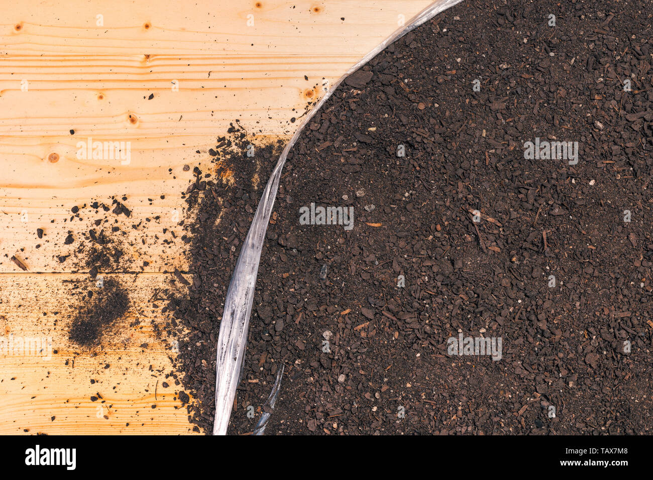 Fertile terreno di giardinaggio vista dall'alto come sfondo Foto Stock