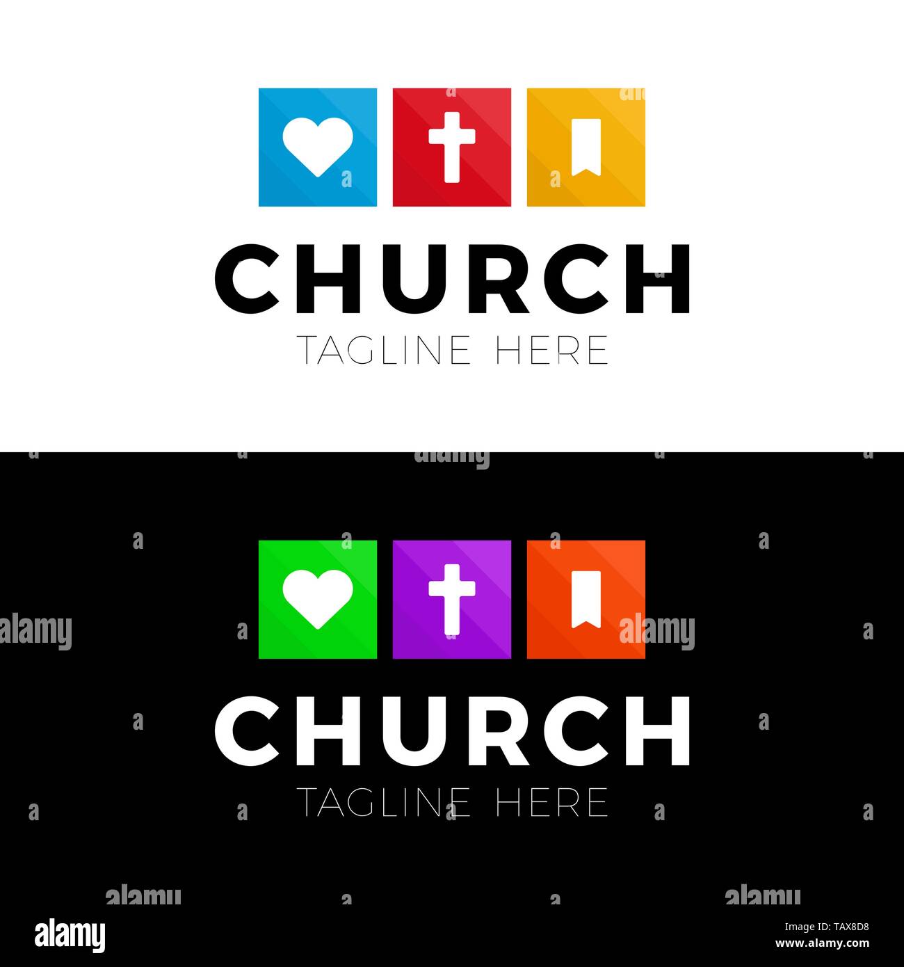 Modello logo cristiana, emblema per scuole, college, seminario, chiesa, dell'organizzazione. Illustrazione Vettoriale