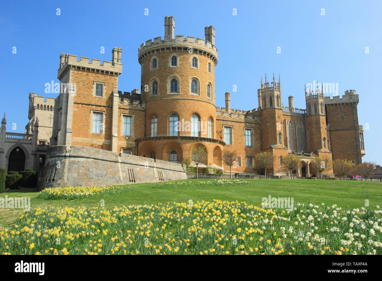 Belvoir Castle, sede del Duca di Rutland, Leicestershire, Regno Unito - molla Foto Stock