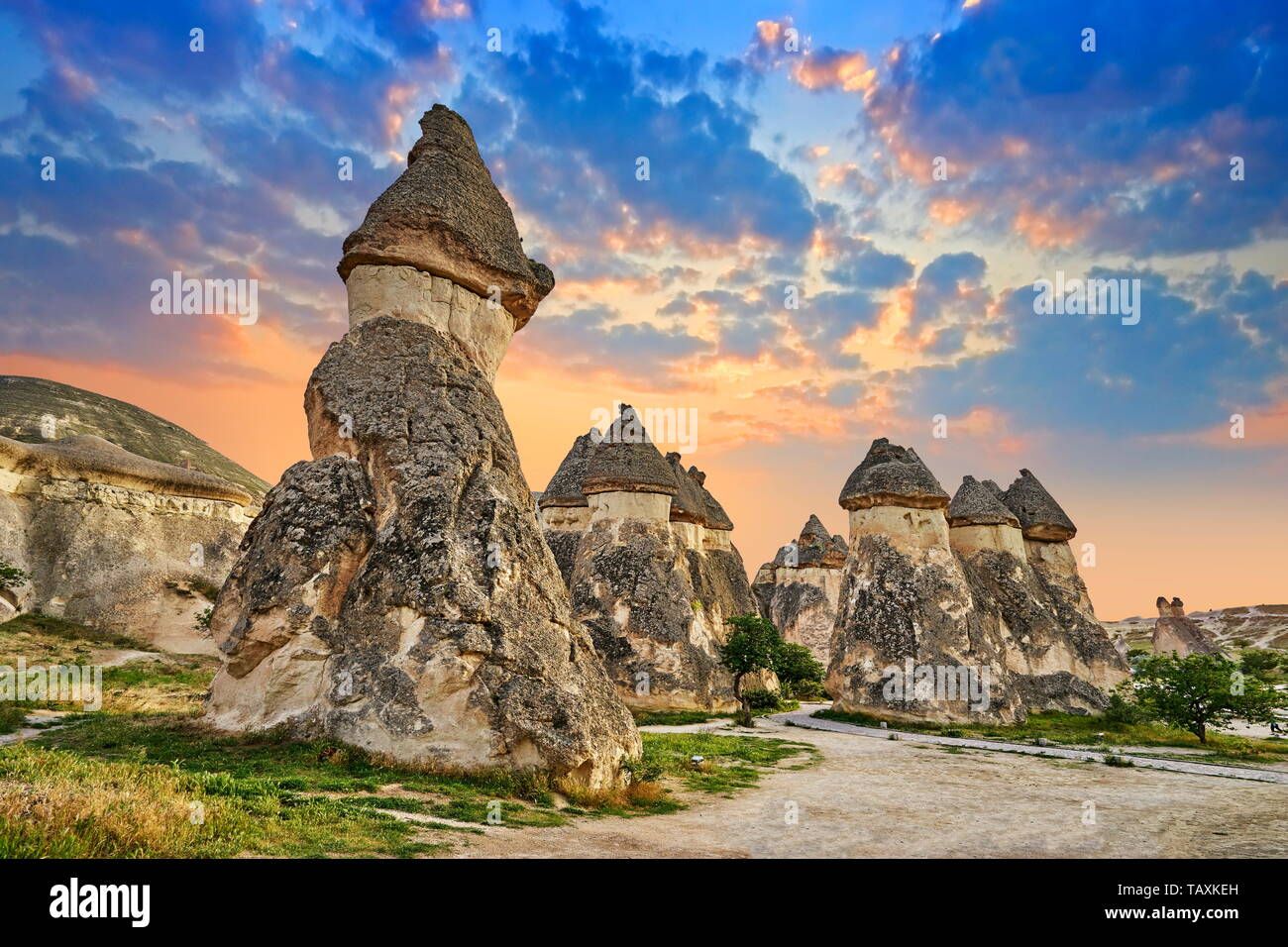 Camini di Fata, Pasabag presso Zelve, Goreme, Cappadocia, Turchia Foto Stock