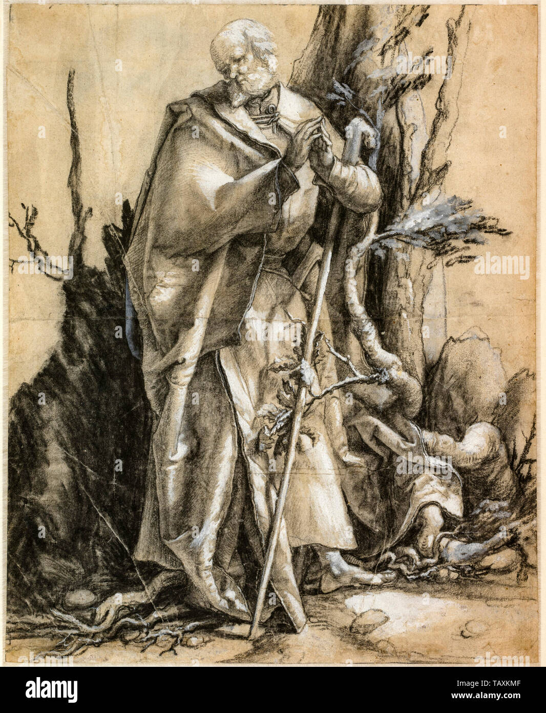 Albrecht Dürer, santo barbuto in una foresta, disegno, circa 1516 Foto Stock