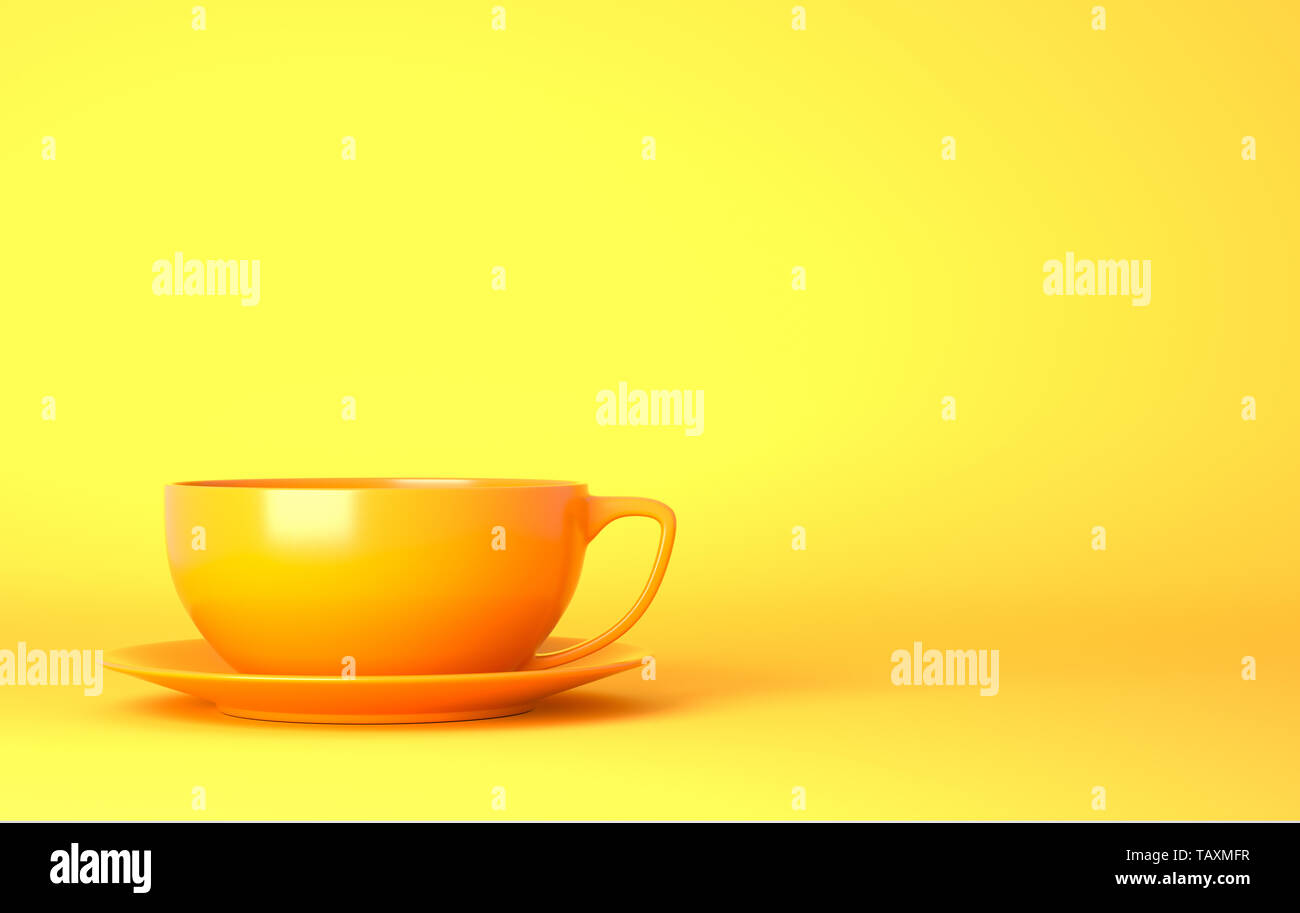 Coppa di colore giallo su sfondo giallo. 3D illustrazione Foto Stock