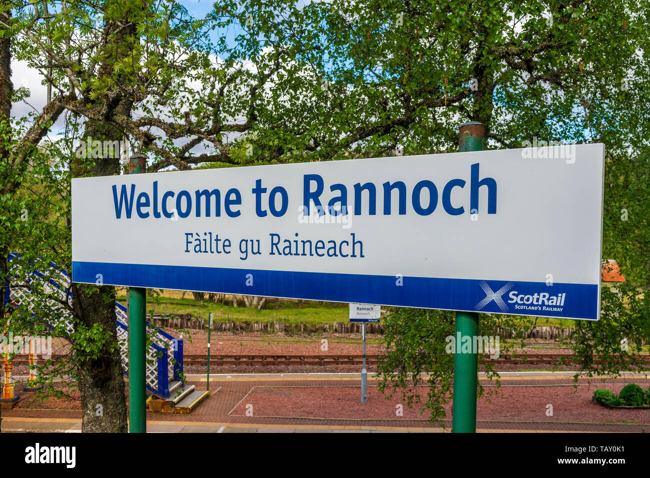 Stazione di Rannoch, Perth and Kinross, Scotland, Regno Unito - uno dei più remoti stazioni ferroviarie nelle isole britanniche sul bordo di Rannoch Moor, Scozia Foto Stock