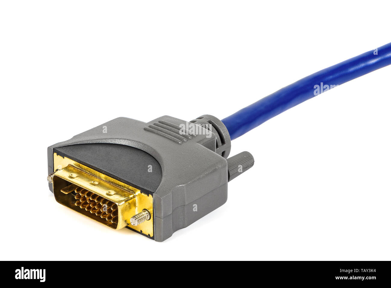 Connettore maschio DVI isolato su sfondo bianco con tracciato di ritaglio Foto Stock