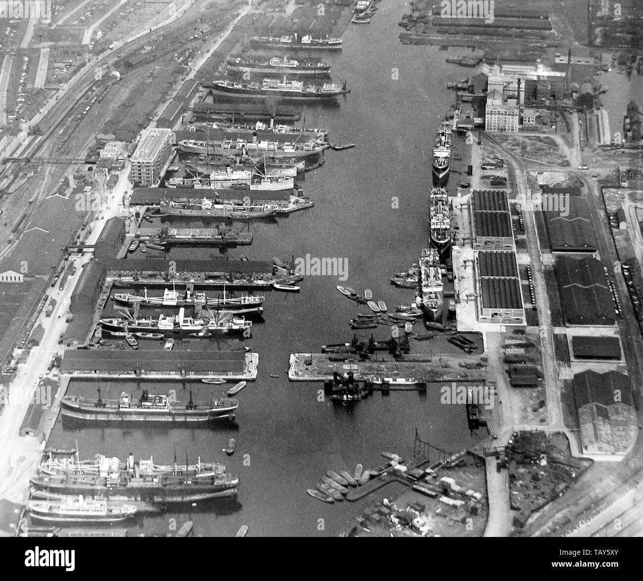 Victoria Docks, Londra dall'aria nel 1920s Foto Stock