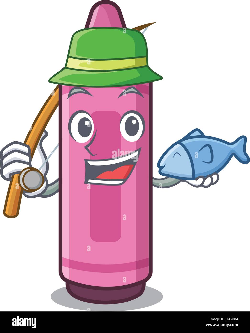 Pesca le matite di colore rosa nella forma dei caratteri Illustrazione Vettoriale