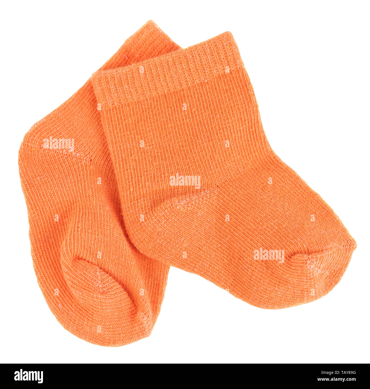 Orange baby calze isolati su sfondo bianco Foto Stock
