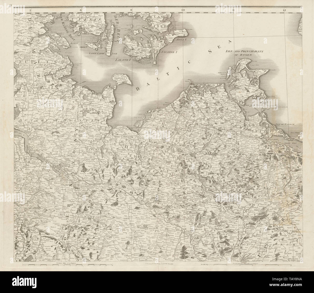 A nord-est della Germania. Schleswig-Holstein Mecklenburg-Pomerania. CHAUCHARD 1800 mappa Foto Stock