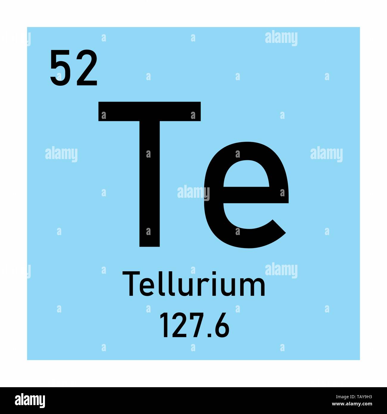 Illustrazione della tavola periodica tellurio simbolo chimico Illustrazione Vettoriale