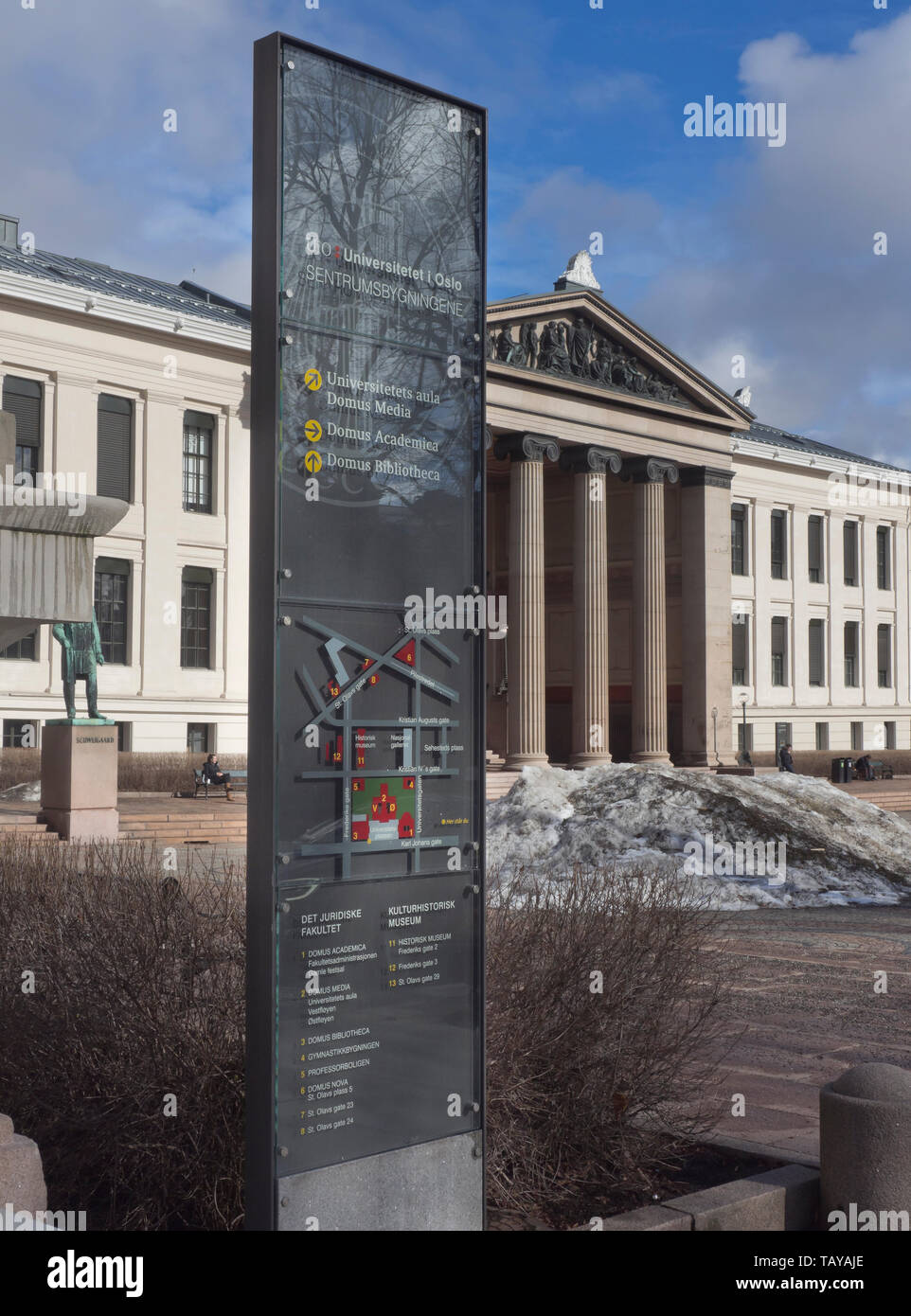 Università di Oslo, Karl Johan street nel centro della città, Universitetsplassen e l'assembly hall, Aula, edificio Foto Stock