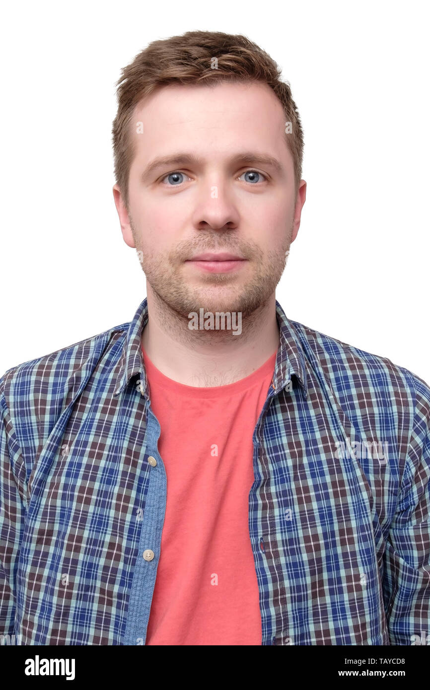 ID Immagine di un ragazzo in un controllato camicia e t-shirt rosa Foto Stock