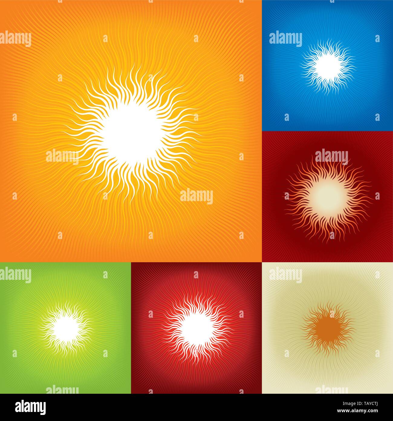 Illustrazione Vettoriale. Sullo sfondo di una geometrial sunbeam texture in arancione e bianco. Illustrazione Vettoriale