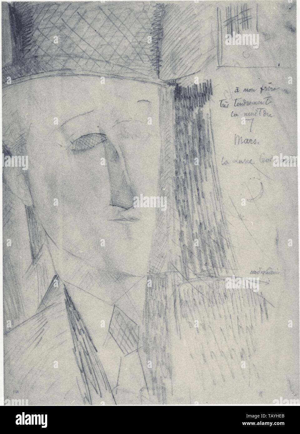 AMEDEO MODIGLIANI.MAX JACOB.1916.mine de plomb Foto Stock