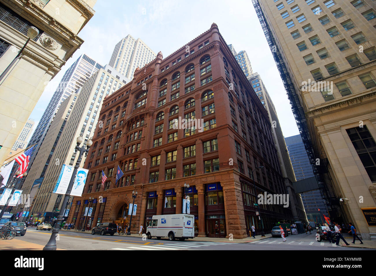 Il Rookery storico edificio in Chicago, Illinois, Stati Uniti Foto Stock