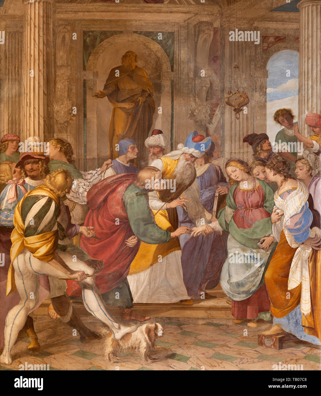 Matrimonio Di Maria E Giuseppe COMO, Italia - 8 Maggio 2015: l'affresco del Matrimonio della Vergine