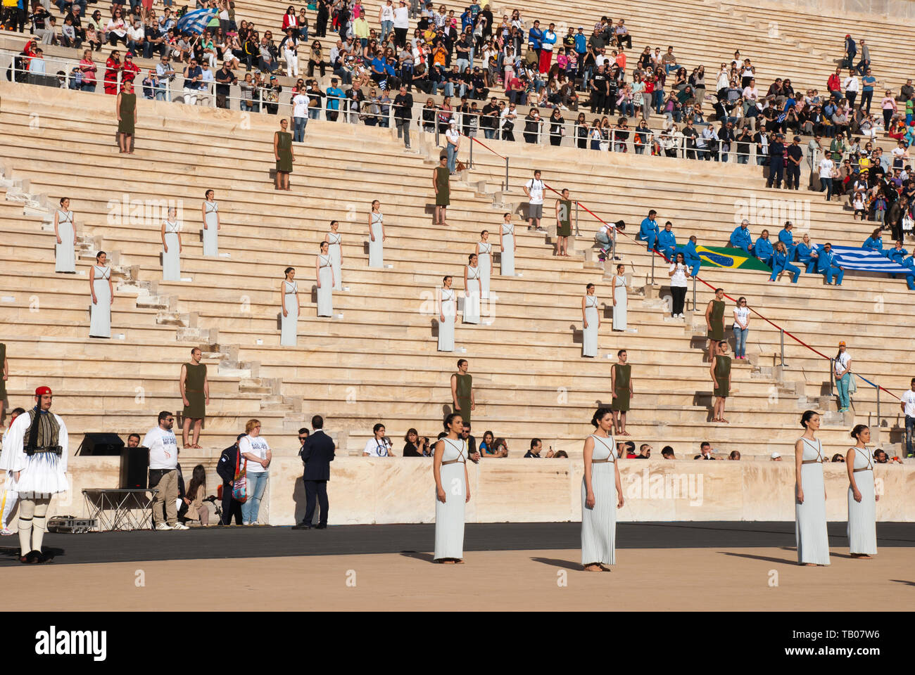 Fiamma olimpica cerimonia del relè a Atene, Grecia. Foto Stock