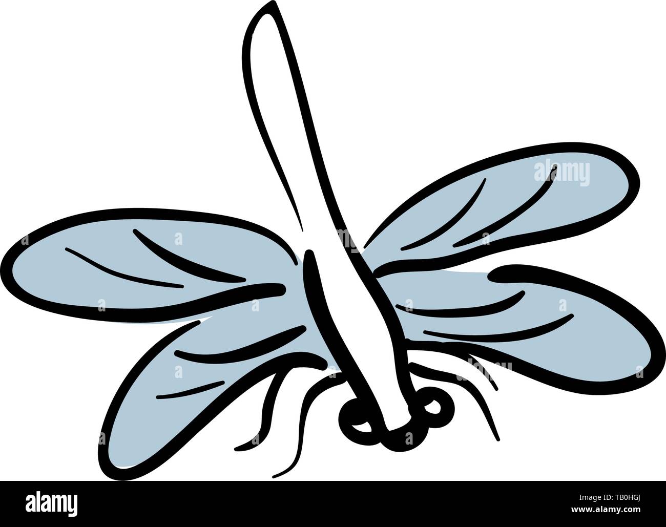 Libellula nero su sfondo bianco isolato. Disegnate a mano illustrazione vettoriale. Illustrazione Vettoriale