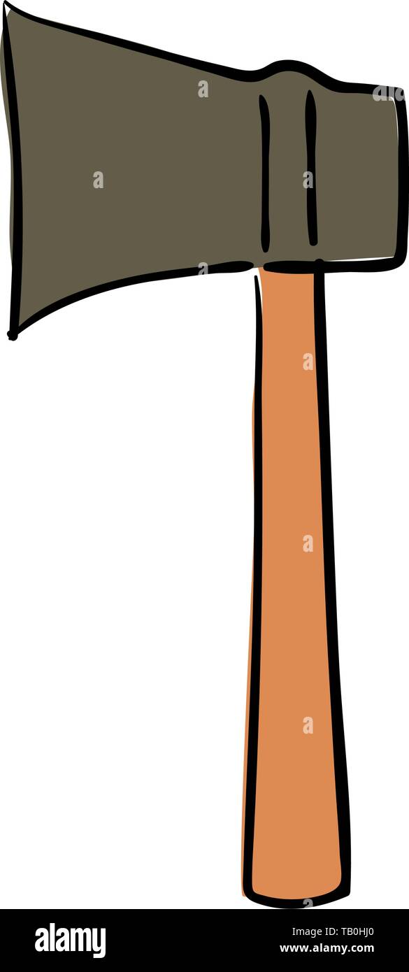 Vecchio usato hatchet ax con manico in legno utensile isolato su sfondo bianco Illustrazione Vettoriale