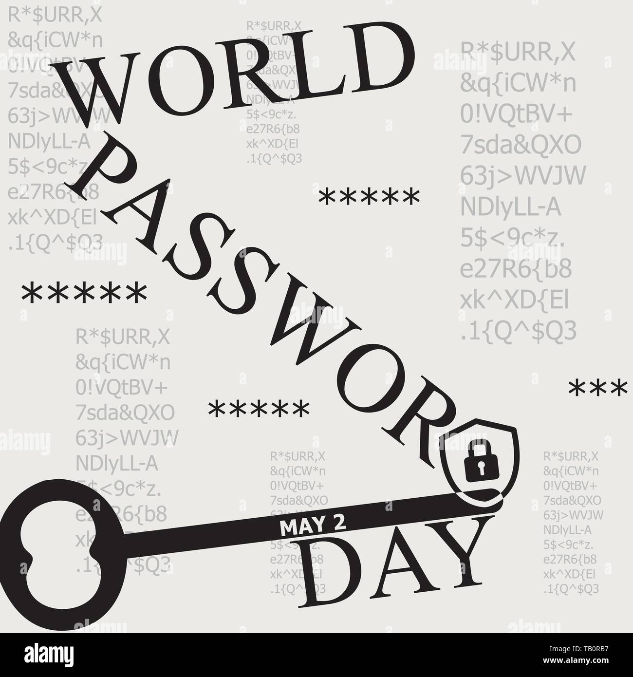 Password Poster Day. Mondo vacanza maggio 2, illustrazione vettoriale Illustrazione Vettoriale