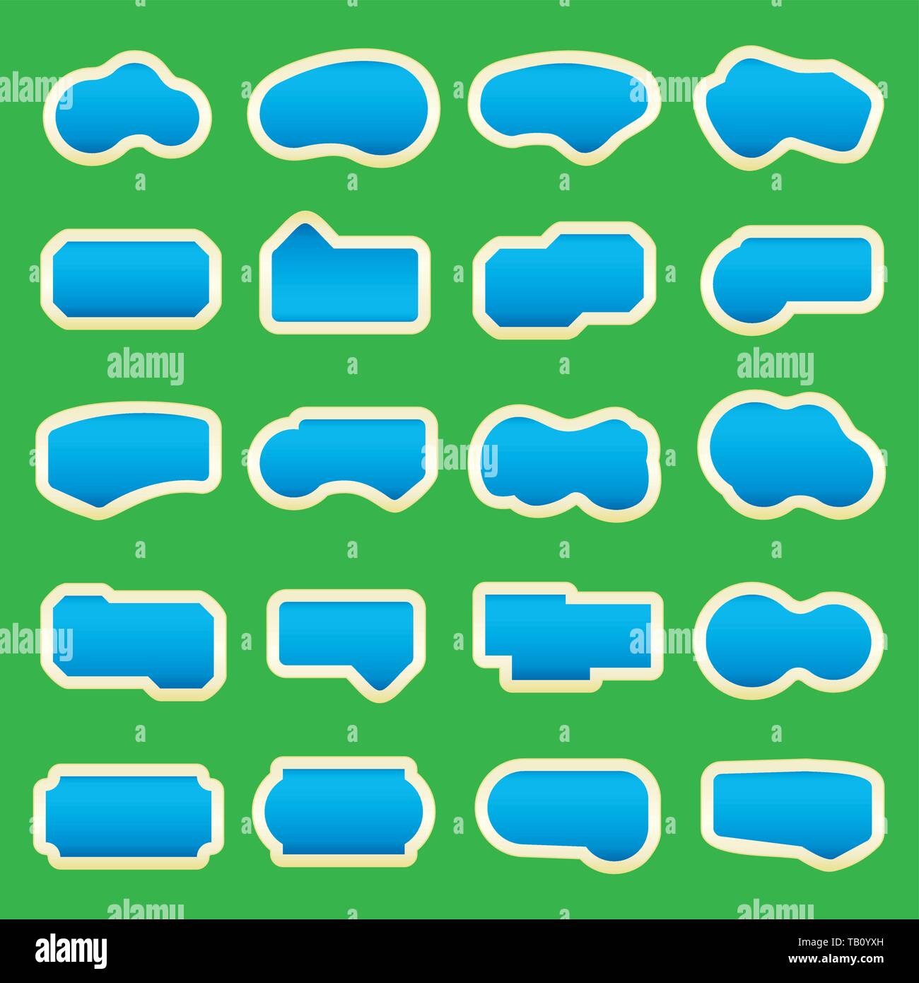 Illustrazione Vettoriale. Set di venti piscina icone isolate su sfondo verde. Illustrazione Vettoriale